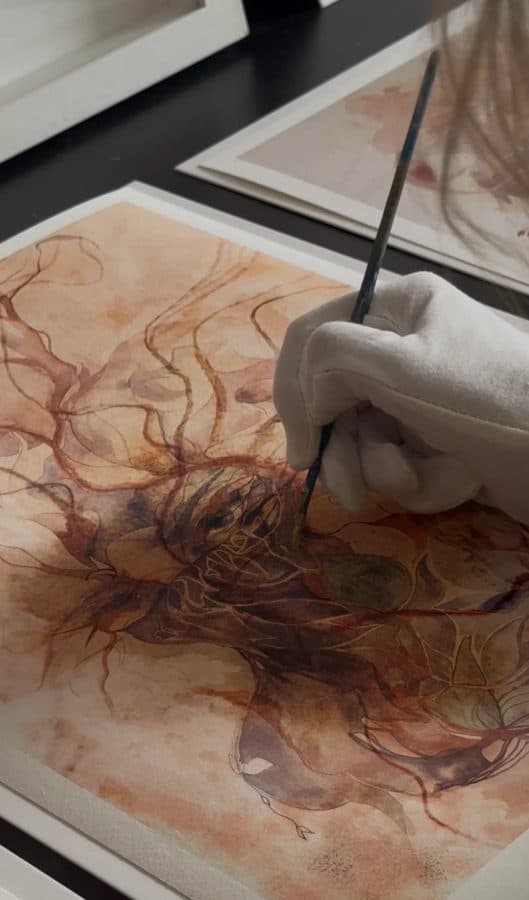 Ana Kuni signature and edition number on Bearing Witness limited edition print