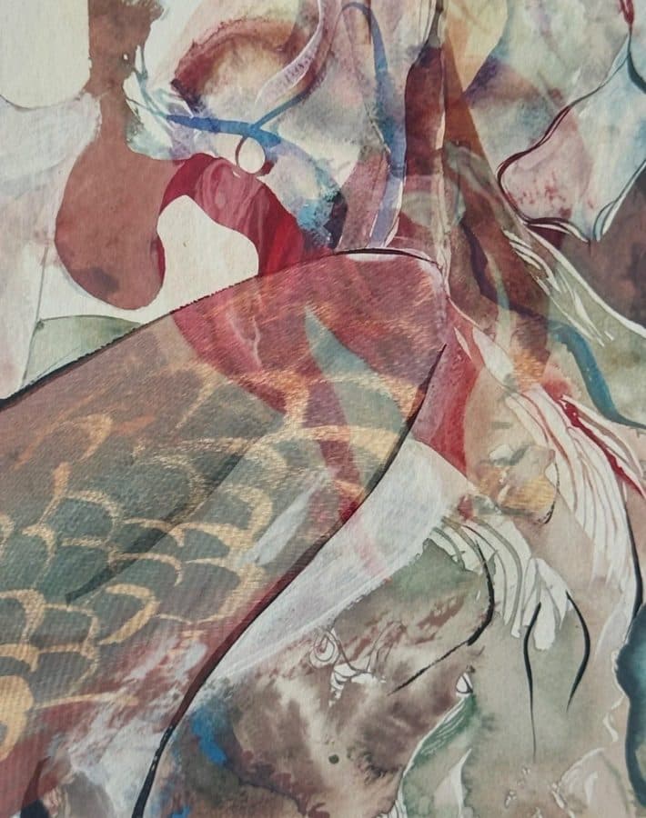 Detail view of Ana Kuni Fold archival print showing line quality and texture